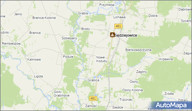 mapa Nowe Kozuby, Nowe Kozuby na mapie Targeo