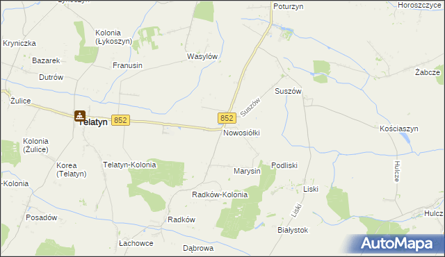 mapa Nowosiółki gmina Telatyn, Nowosiółki gmina Telatyn na mapie Targeo