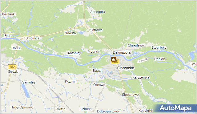 mapa Obrzycko-Zamek, Obrzycko-Zamek na mapie Targeo