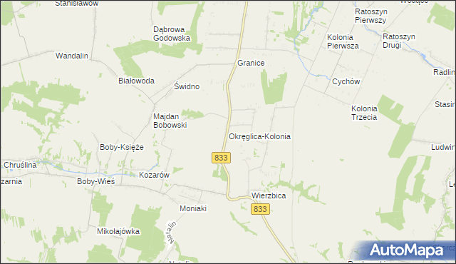 mapa Okręglica-Kolonia, Okręglica-Kolonia na mapie Targeo