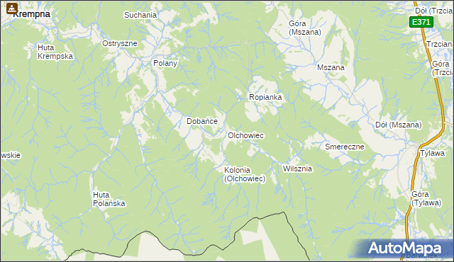 mapa Olchowiec gmina Dukla, Olchowiec gmina Dukla na mapie Targeo