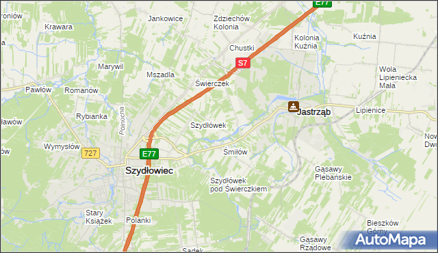 mapa Orłów gmina Jastrząb, Orłów gmina Jastrząb na mapie Targeo