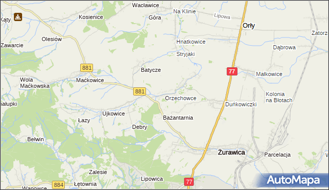 mapa Orzechowce, Orzechowce na mapie Targeo