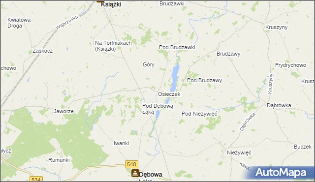 mapa Osieczek gmina Książki, Osieczek gmina Książki na mapie Targeo