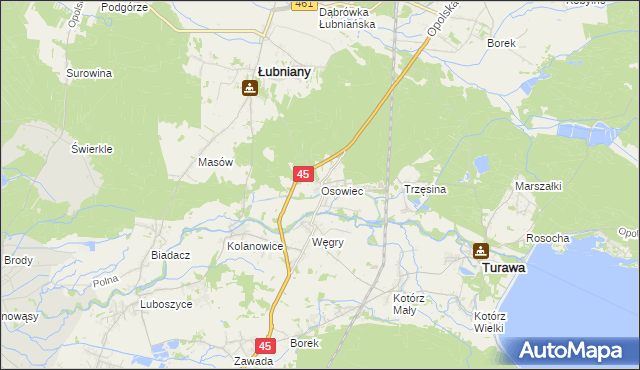 mapa Osowiec gmina Turawa, Osowiec gmina Turawa na mapie Targeo