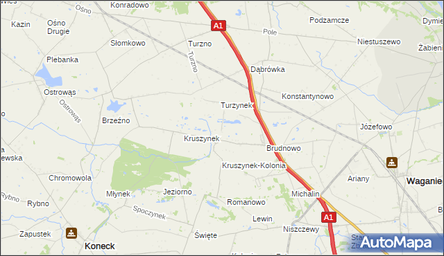 mapa Ossówka gmina Koneck, Ossówka gmina Koneck na mapie Targeo