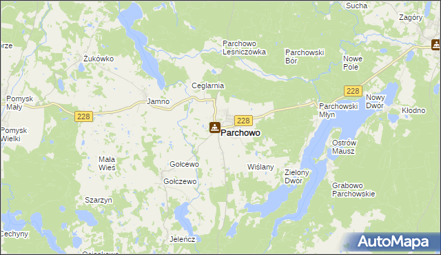 mapa Parchowo powiat bytowski, Parchowo powiat bytowski na mapie Targeo