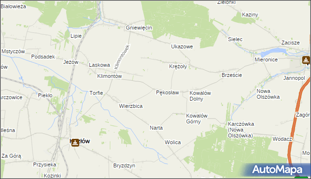 mapa Pękosław, Pękosław na mapie Targeo