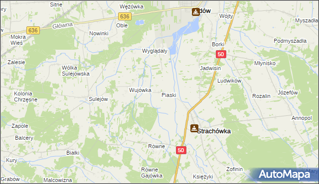 mapa Piaski gmina Strachówka, Piaski gmina Strachówka na mapie Targeo