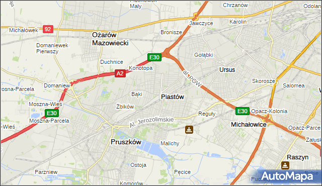 mapa Piastów powiat pruszkowski, Piastów powiat pruszkowski na mapie Targeo