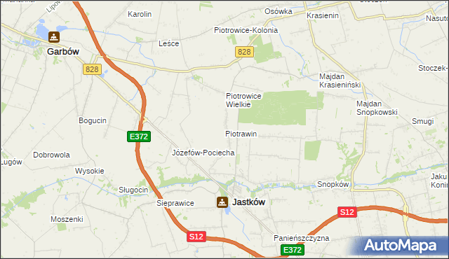 mapa Piotrawin gmina Jastków, Piotrawin gmina Jastków na mapie Targeo