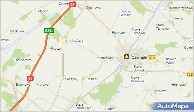 mapa Piotrkowice gmina Czempiń, Piotrkowice gmina Czempiń na mapie Targeo