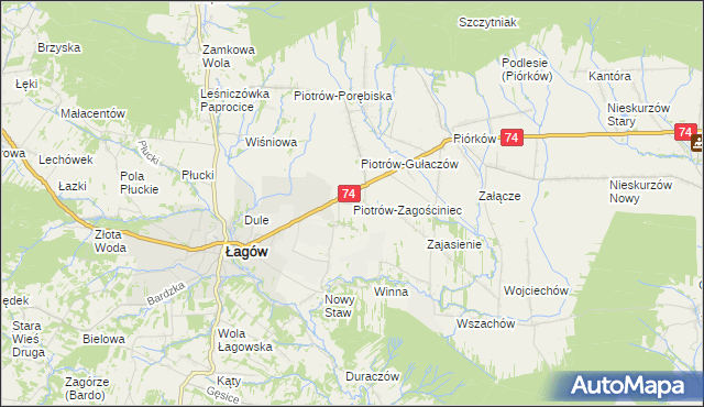 mapa Piotrów-Zagościniec, Piotrów-Zagościniec na mapie Targeo