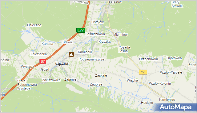 mapa Podłazie gmina Łączna, Podłazie gmina Łączna na mapie Targeo