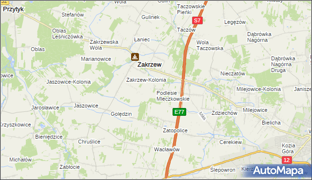 mapa Podlesie Mleczkowskie, Podlesie Mleczkowskie na mapie Targeo