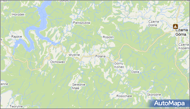 mapa Polana gmina Czarna, Polana gmina Czarna na mapie Targeo