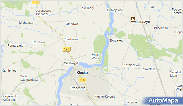 mapa Polska Wieś gmina Kłecko, Polska Wieś gmina Kłecko na mapie Targeo