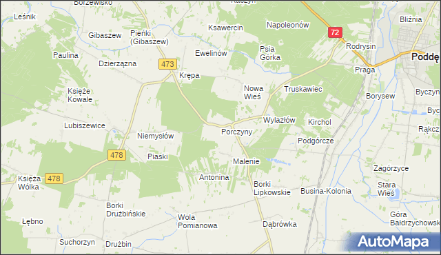 mapa Porczyny, Porczyny na mapie Targeo