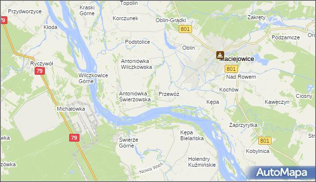 mapa Przewóz gmina Maciejowice, Przewóz gmina Maciejowice na mapie Targeo