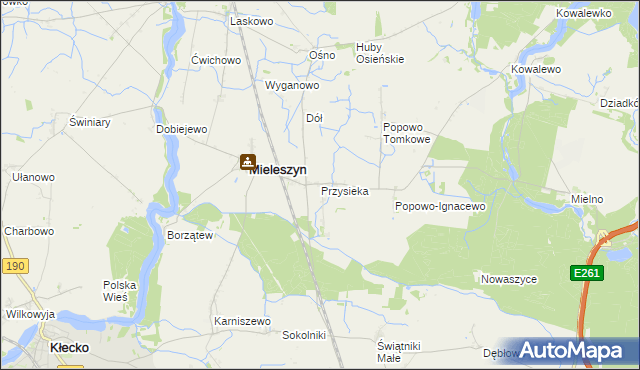 mapa Przysieka gmina Mieleszyn, Przysieka gmina Mieleszyn na mapie Targeo