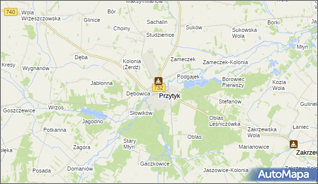 mapa Przytyk, Przytyk na mapie Targeo