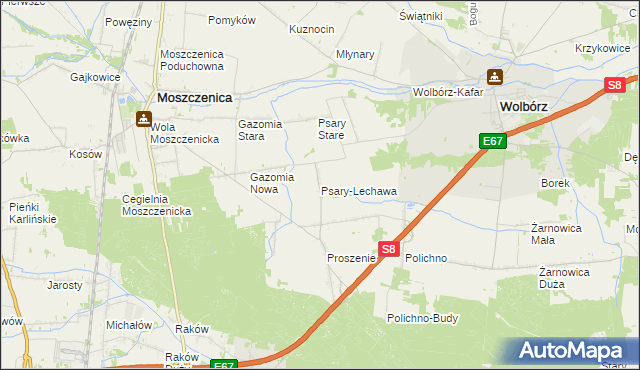 mapa Psary-Lechawa, Psary-Lechawa na mapie Targeo