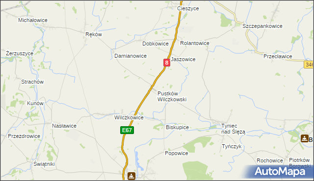 mapa Pustków Wilczkowski, Pustków Wilczkowski na mapie Targeo