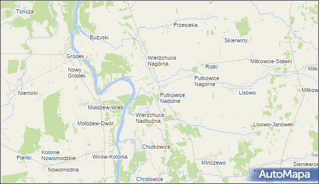 mapa Putkowice Nadolne, Putkowice Nadolne na mapie Targeo