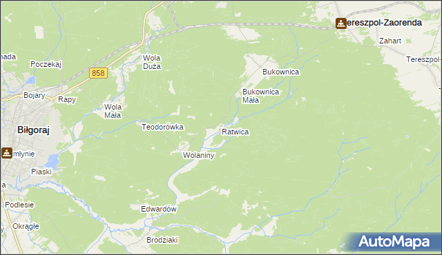 mapa Ratwica, Ratwica na mapie Targeo