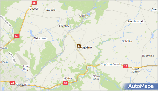 mapa Rogóźno powiat grudziądzki, Rogóźno powiat grudziądzki na mapie Targeo