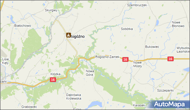 mapa Rogóźno-Zamek, Rogóźno-Zamek na mapie Targeo