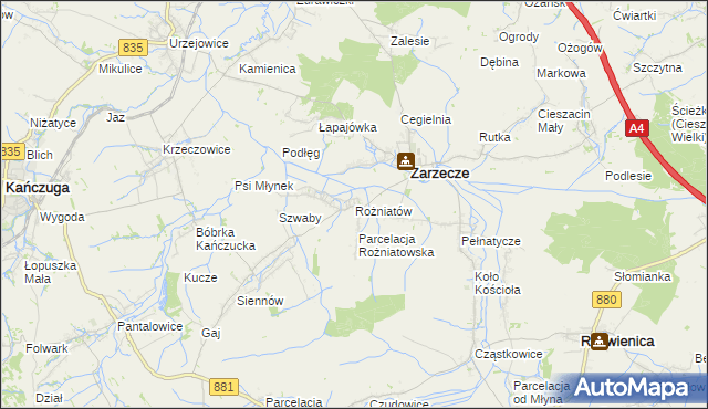 mapa Rożniatów gmina Zarzecze, Rożniatów gmina Zarzecze na mapie Targeo