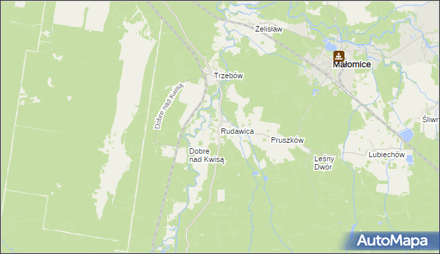 mapa Rudawica gmina Żagań, Rudawica gmina Żagań na mapie Targeo