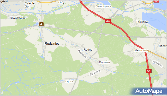 mapa Rudno gmina Rudziniec, Rudno gmina Rudziniec na mapie Targeo