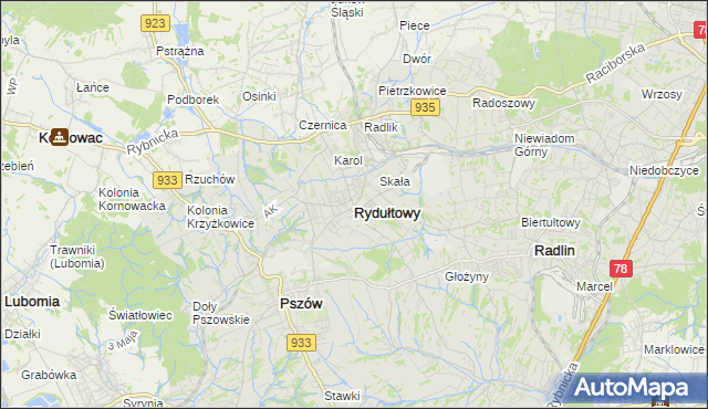 mapa Rydułtowy, Rydułtowy na mapie Targeo