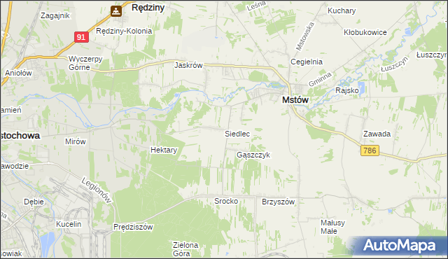 mapa Siedlec gmina Mstów, Siedlec gmina Mstów na mapie Targeo