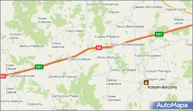 mapa Sikory-Bartyczki, Sikory-Bartyczki na mapie Targeo