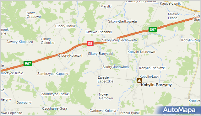 mapa Sikory-Tomkowięta, Sikory-Tomkowięta na mapie Targeo