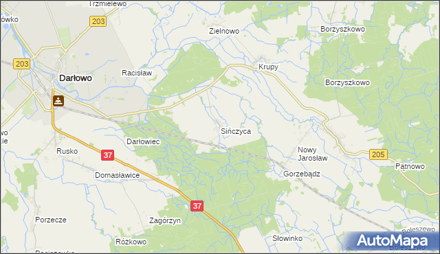 mapa Sińczyca, Sińczyca na mapie Targeo