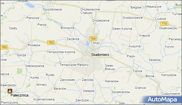 mapa Skalbmierz, Skalbmierz na mapie Targeo