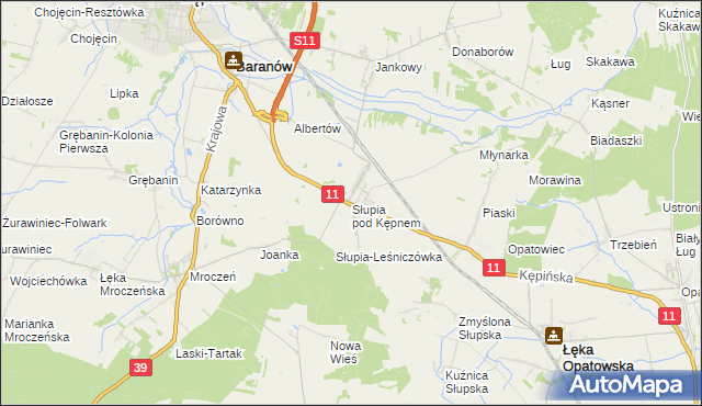 mapa Słupia pod Kępnem, Słupia pod Kępnem na mapie Targeo