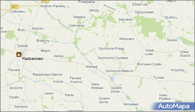 mapa Sochocino-Czyżewo, Sochocino-Czyżewo na mapie Targeo