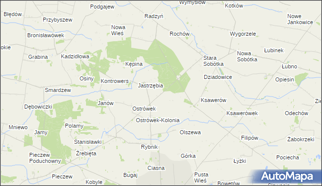 mapa Srebrna gmina Grabów, Srebrna gmina Grabów na mapie Targeo