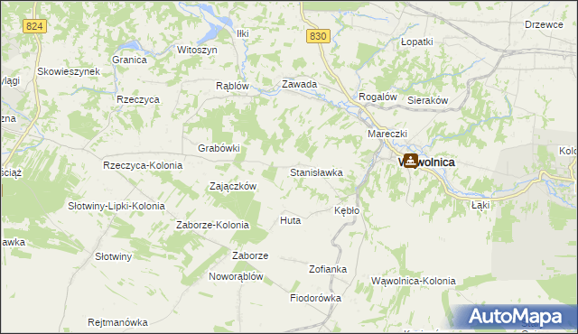 mapa Stanisławka gmina Wąwolnica, Stanisławka gmina Wąwolnica na mapie Targeo