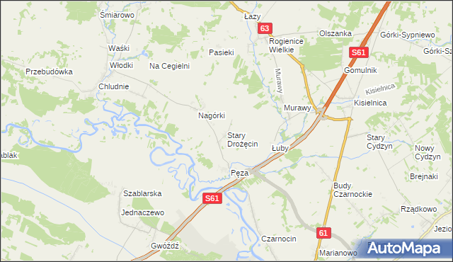 mapa Stary Drożęcin, Stary Drożęcin na mapie Targeo