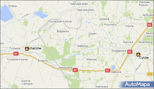 mapa Stefanów gmina Cyców, Stefanów gmina Cyców na mapie Targeo