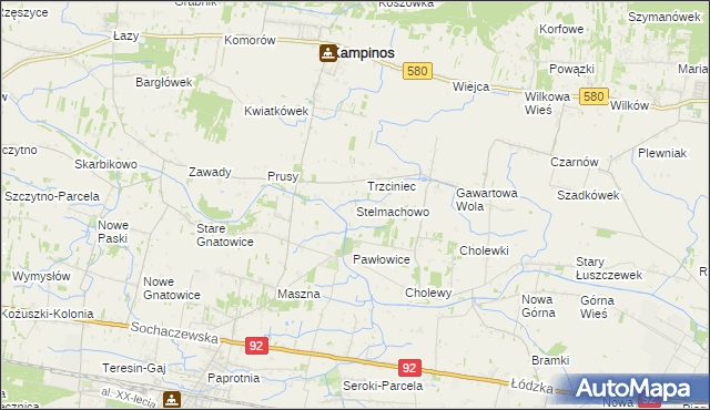 mapa Stelmachowo gmina Leszno, Stelmachowo gmina Leszno na mapie Targeo