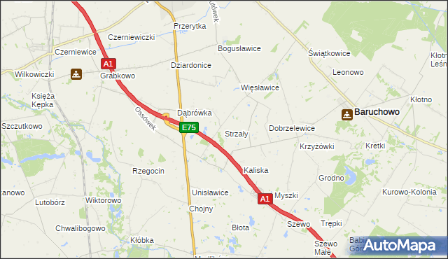 mapa Strzały, Strzały na mapie Targeo