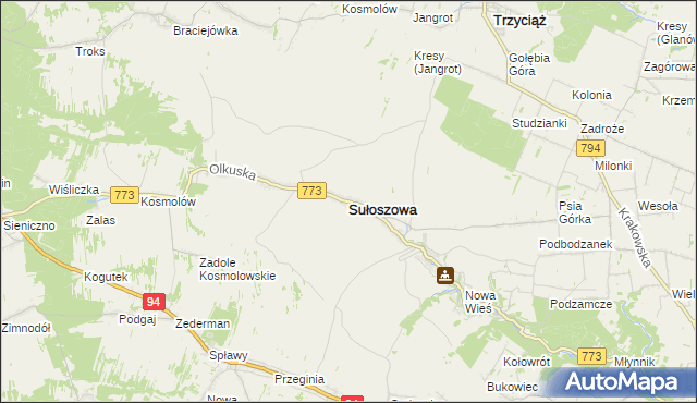 mapa Sułoszowa, Sułoszowa na mapie Targeo