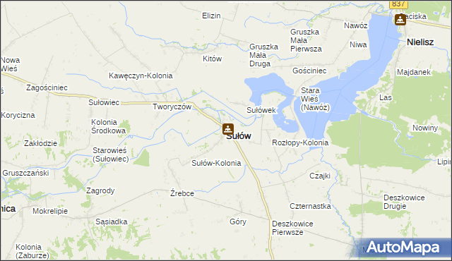 mapa Sułów powiat zamojski, Sułów powiat zamojski na mapie Targeo